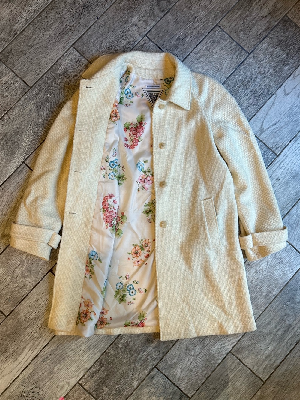Vintage Marvin Richards Long Cream Coat, Women’s Small